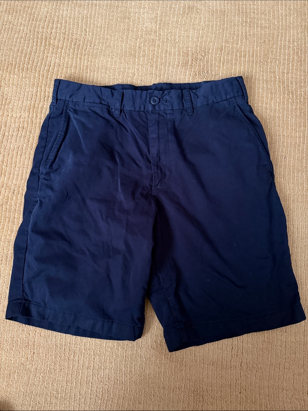 Uniqlo Men's Navy Flat-Front Cotton Shorts